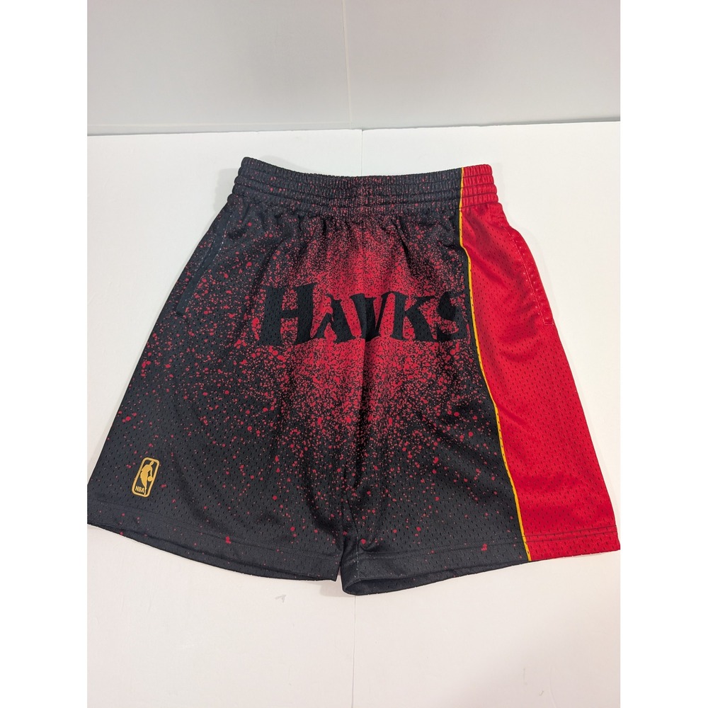 Mitchell & Ness Atlanta Hawks Graphic Mesh Basketball Shorts Black Red Men Sz M